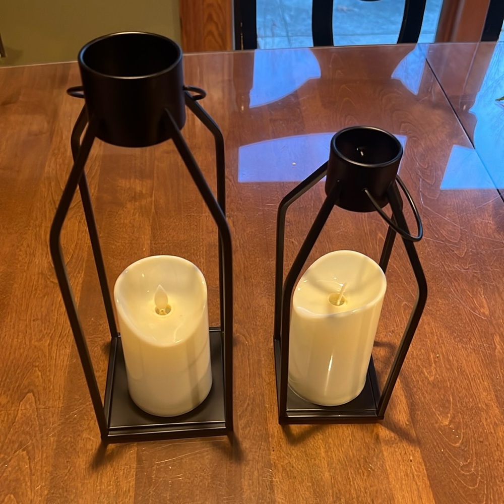 2Pcs Black Candle Lantern.. Farmhouse